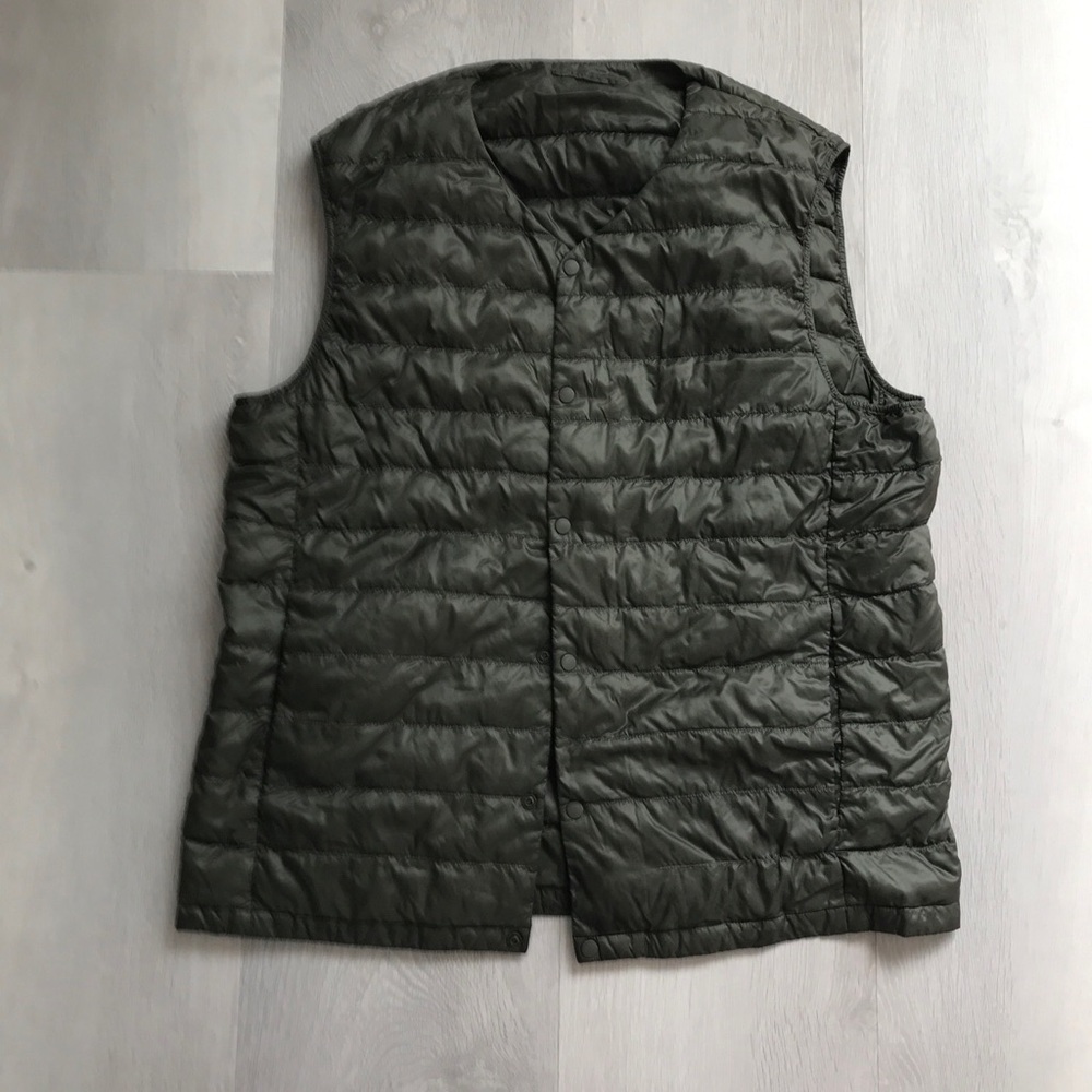Mens Hunter Green Quilted Down Filled Liner Vest Puffer Medium